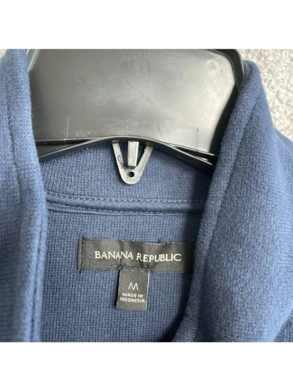Banana Republic Men's M Navy Half-Zip Pullover Sweatshirt Cotton-Blend N1476